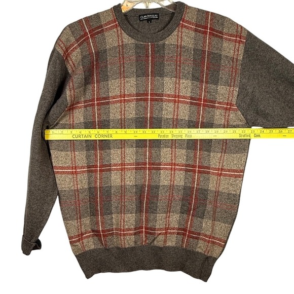 CLAN DOUGLAS 100% Cashmere Plaid Sweater, Crew Neck, Size Large - Picture 5 of 10